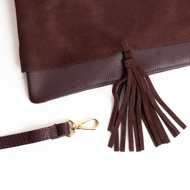 W by Whitemood-Pochette doppio tessuto con nappina - vino