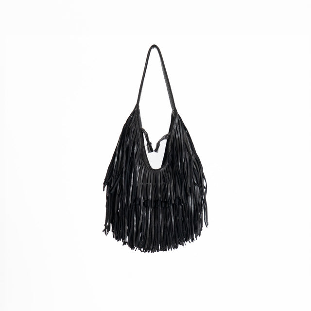 W by Whitemood-Fringed shoulder bag - black