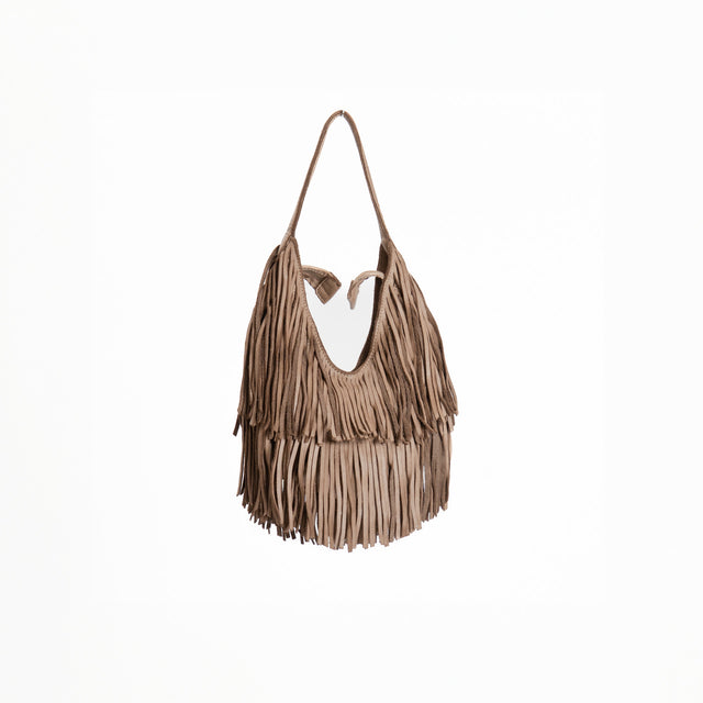 W by Whitemood-Fringed shoulder bag - taupe