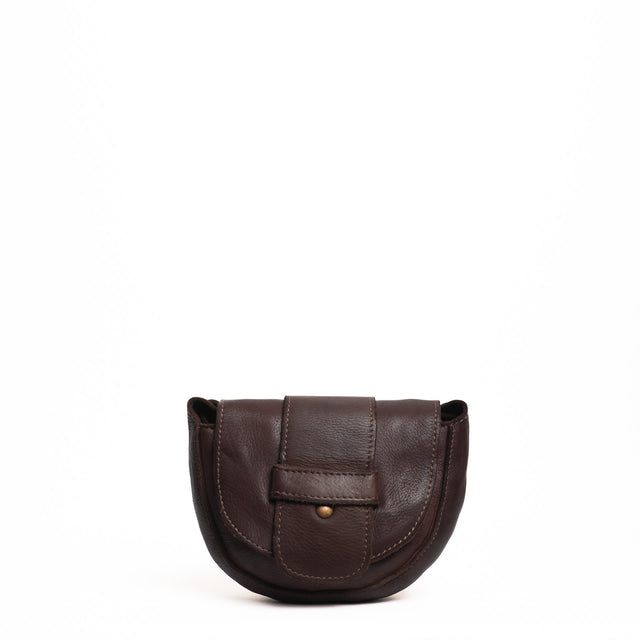 W by Whitemood-Mini leather shoulder bag - chocolate