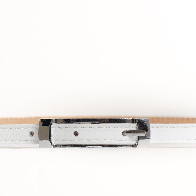 W by Whitemood-Cintura fina genuine leather - Bianco