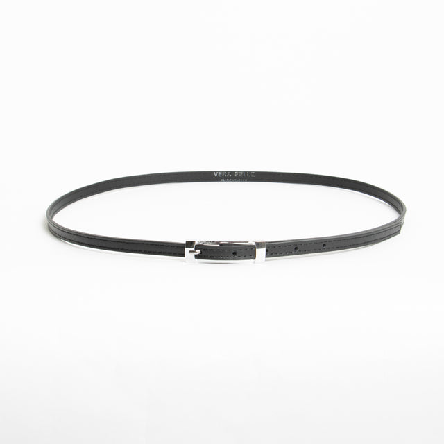 W by Whitemood-Cintura fina genuine leather - Nero