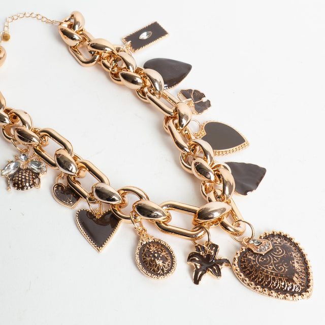 W by Whitemood-Collana catena ciondoli cuore - gold