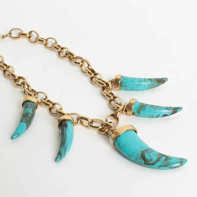 W by Whitemood-Collana catena con corni - gold/turchese