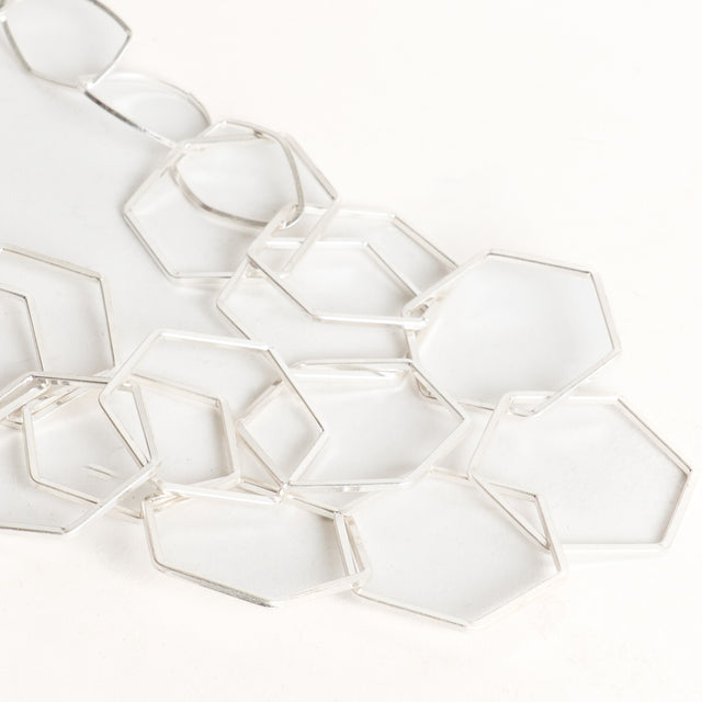 W by Whitemood-Collana multifilo geometrica - silver