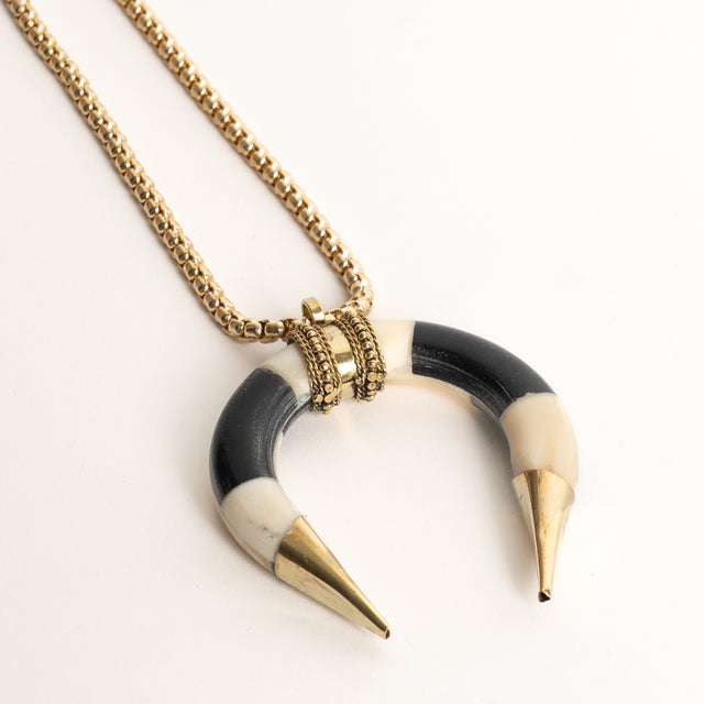 W by Whitemood-Collana corno mezzaluna - gold/avorio/nero
