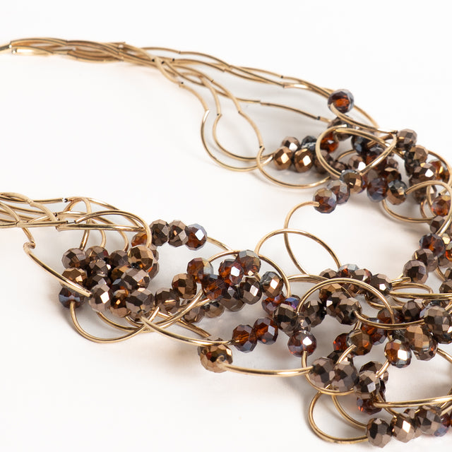 W by Whitemood-Collana multifilo con pietre - bronzo