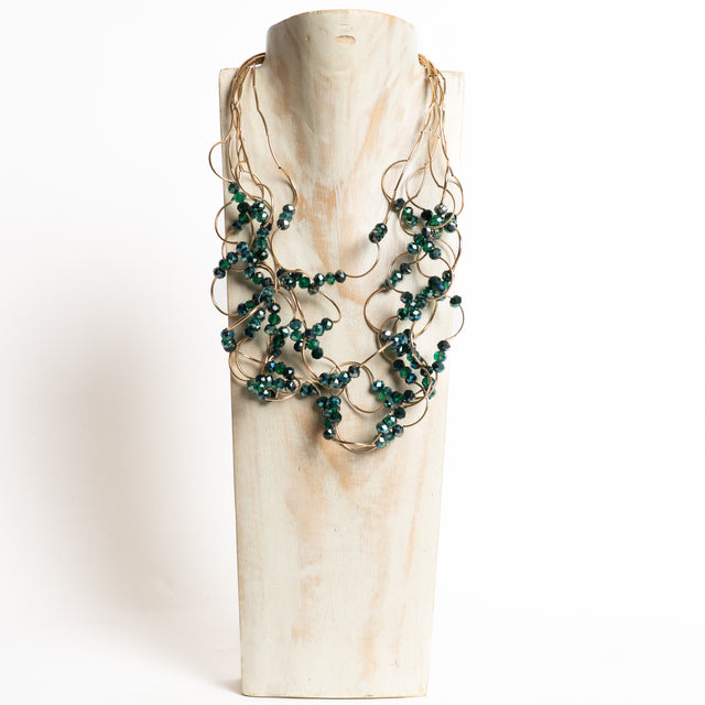 W by Whitemood-Collana multifilo con pietre - verde smeraldo