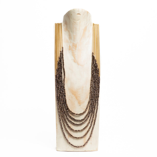 W by Whitemood-Collana multifilo con perline - gold/brown