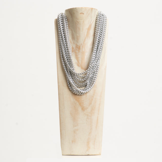 W by Whitemood-Collana multifilo corta - silver