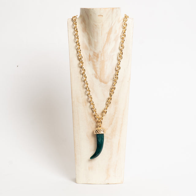 W by Whitemood-Collana catena con corno - verde