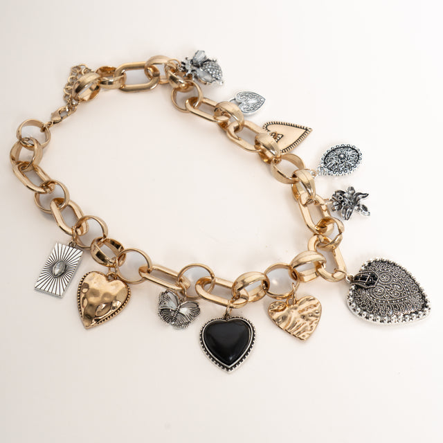 W by whitemood- Collana catene mixed charms - gold