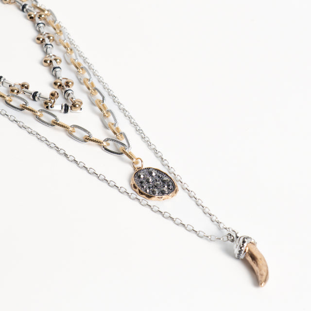 W by Whitemood-Collana 3 catene con pendenti - gold/silver