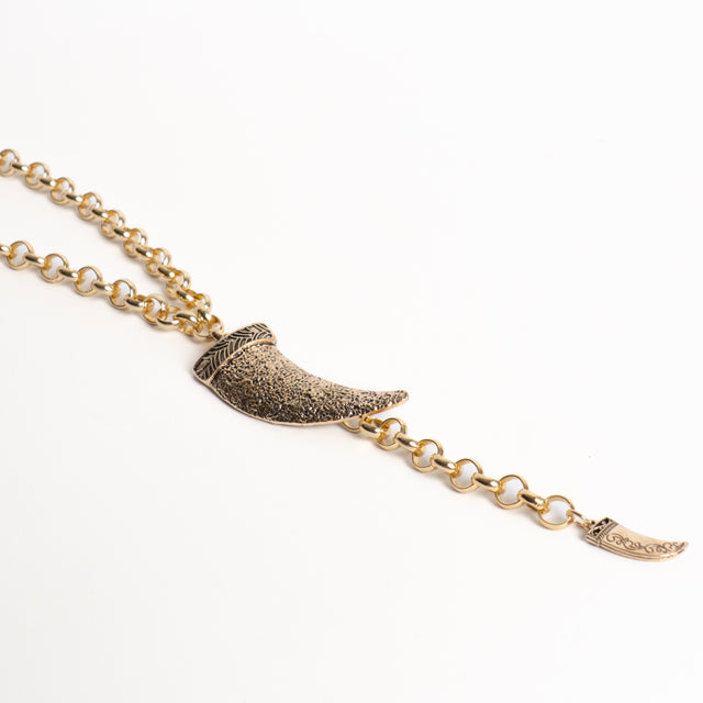 W by Whitemood-Collana catena anelli due corni - gold