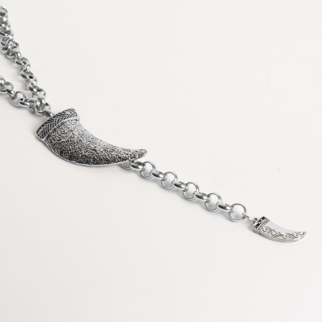 W by Whitemood-Collana catena anelli due corni - silver