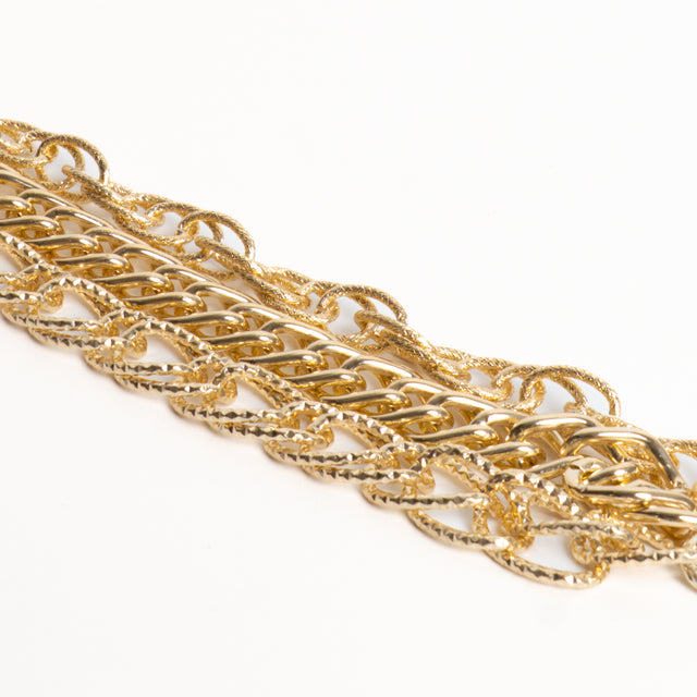 W by Whitemood-Collana catena martellata tre fili - gold
