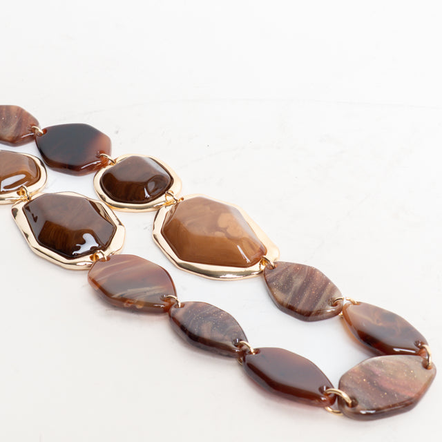W by Whitemood-Collana lunga con pietre - bronzo