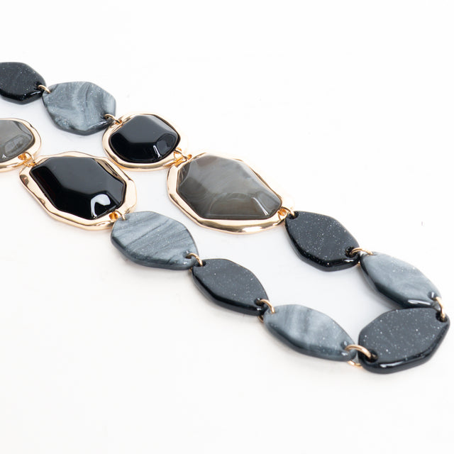 W by Whitemood-Collana lunga con pietre - Nero