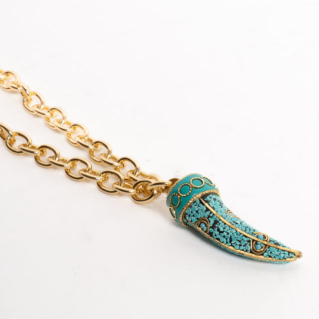 W by Whitemood-Collana corno sabbiato - turchese