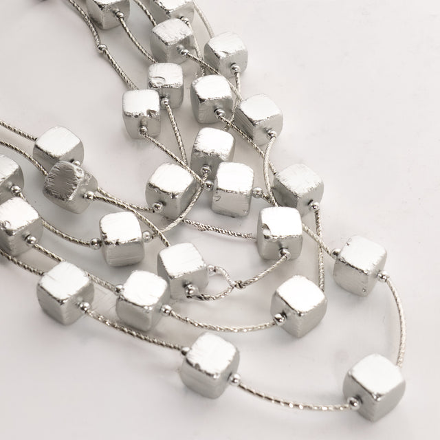 W by Whitemood- Collana multifilo cubi - silver
