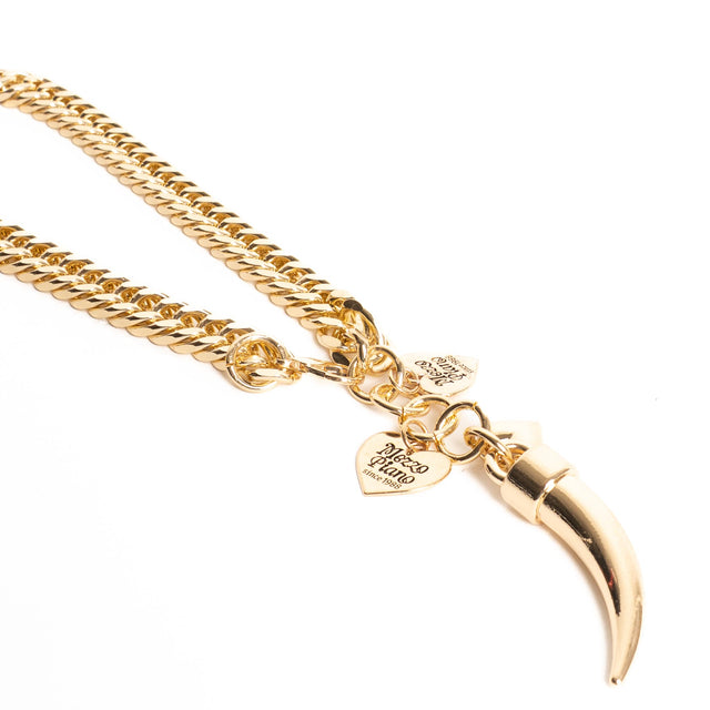 W by Whitemood-Collana catena con corno e ciondoli - gold