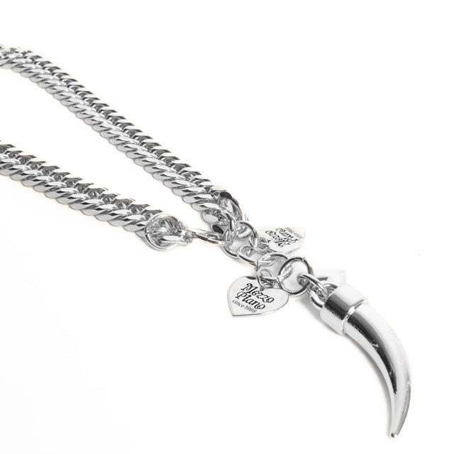W by Whitemood-Collana catena con corno e ciondoli - silver