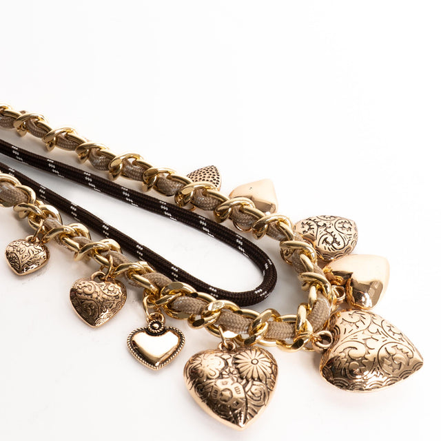 W by Whitemood-Collana doppia catena con ciondoli - gold