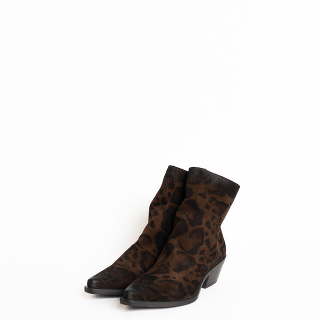 Whitemood-Texano basso scamosciato animalier - moro/nero