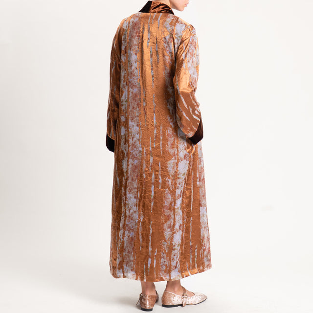 Wu'side-Kimono devorè bordi velluto - bronzo/menta
