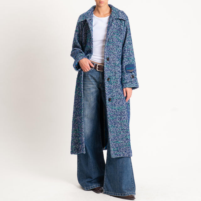 Wu'side-Cappotto spigato lana cotta - blu/verde