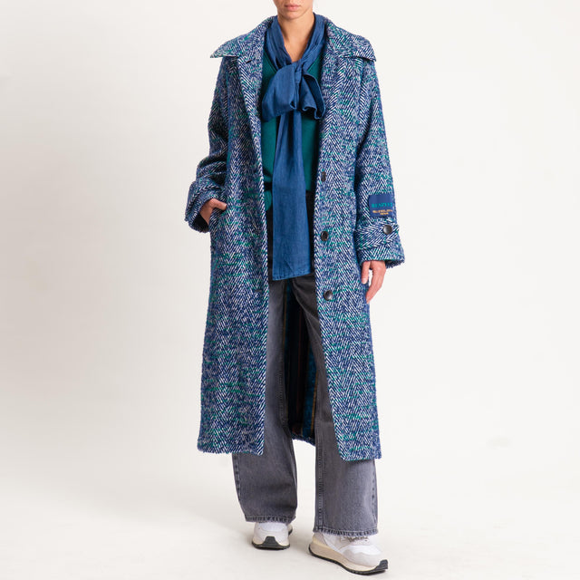 Wu'side-Cappotto spigato lana cotta - blu/verde