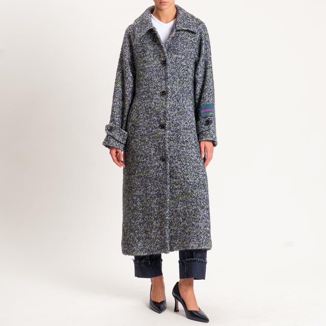 Wu'side-Cappotto spigato lana cotta - militare/nero