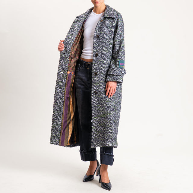 Wu'side-Cappotto spigato lana cotta - militare/nero