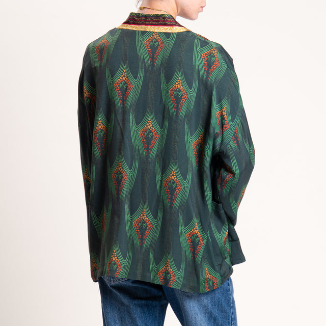 Wu'side-Kimono fantasia con tasche - verde/arancio/sand