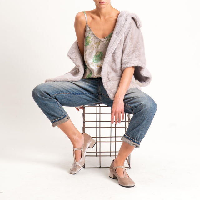 Wu'side-Top fantasia floreale con bretelle regolab - ostrica/menta