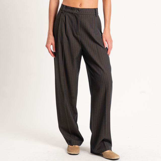 Wu'side-Pantalone gessato con pinces - militare