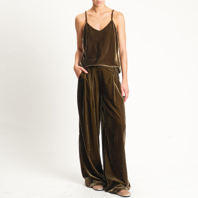 Wu'side-Pantalone velluto elastico dietro - olio