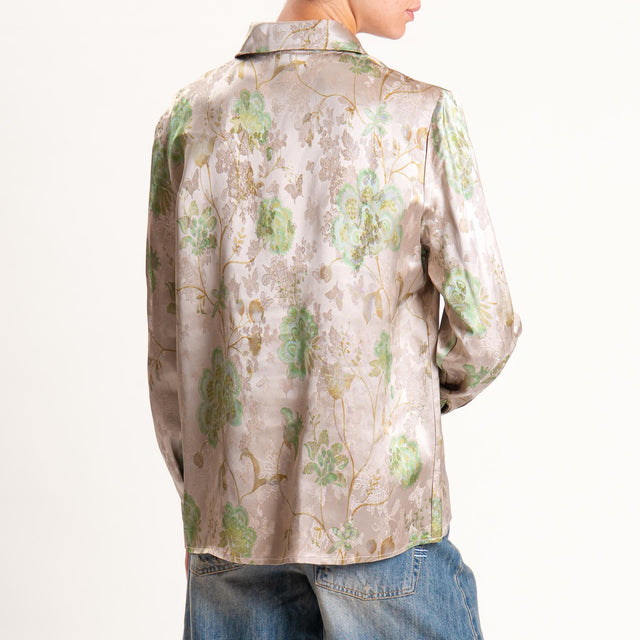 Wu'side-Camicia floreale - ostrica/menta