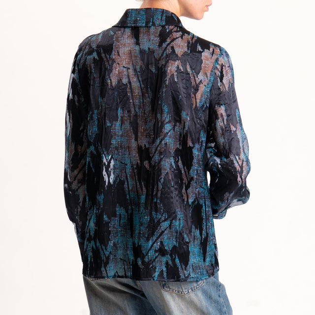 Wu'side-Camicia devorè - nero/ottanio