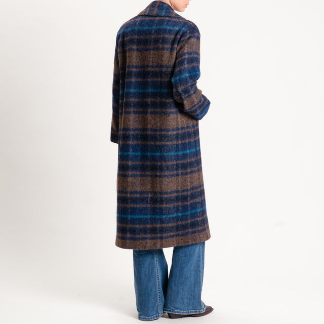 Wu'side-Cappotto check lana cotta - moro/blu