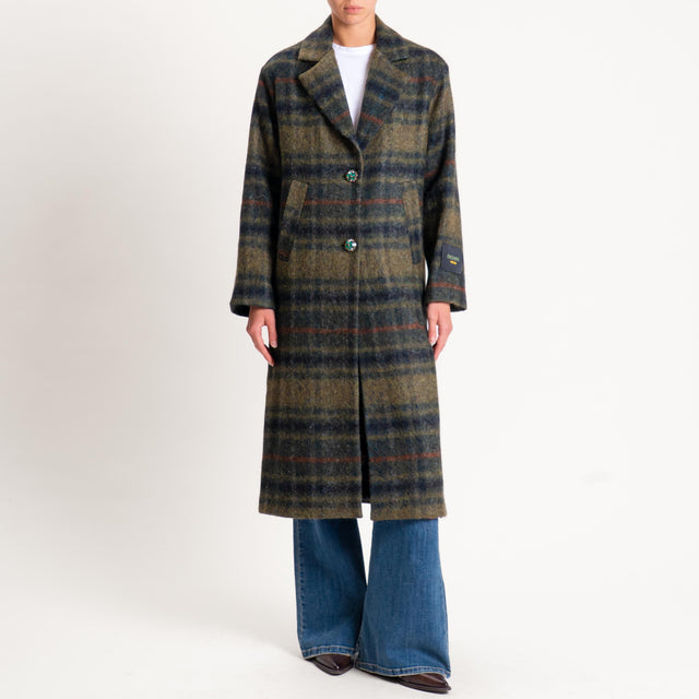 Wu'side-Cappotto check lana cotta - militare/verde bottiglia