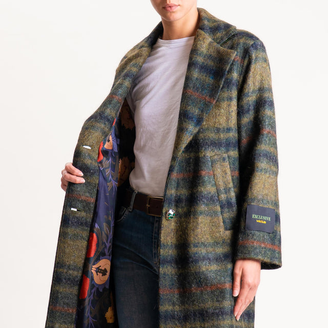 Wu'side-Cappotto check lana cotta - militare/verde bottiglia