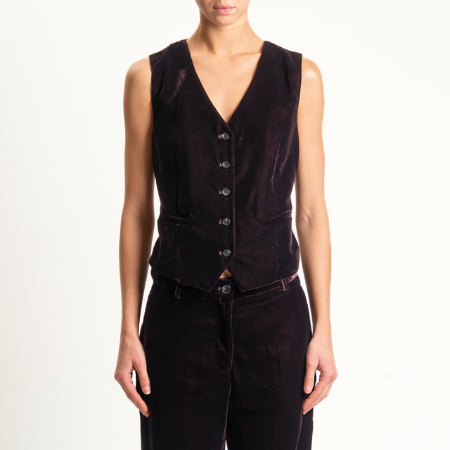 Wu'side-Gilet fantasia in velluto - marrone