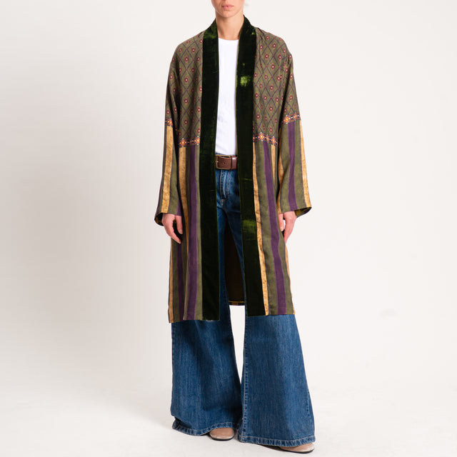 Wu'side-Kimono fantasia - verde/senape/prugna