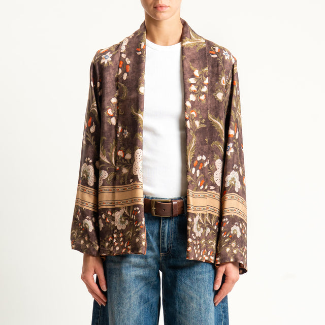 Wu'side-Kimono corto fantasia floreale - floreale moro/coccio/sand