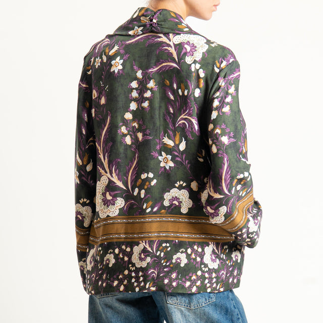 Wu'side-Kimono corto fantasia floreale - floreale verde/viola/sand