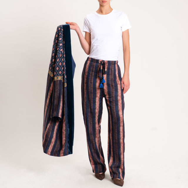 Wu'side-Pantalone fantasia elastico in vita - blu/moro/ruggine