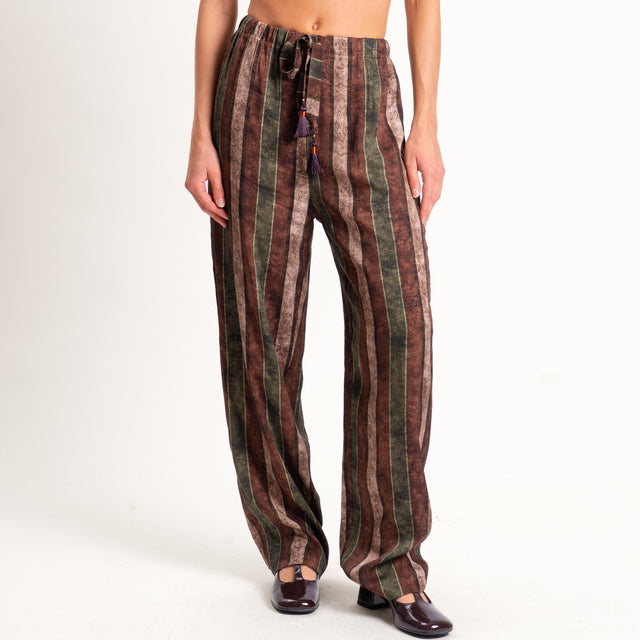 Wu'side-Pantalone fantasia elastico in vita - moro/verde/sand