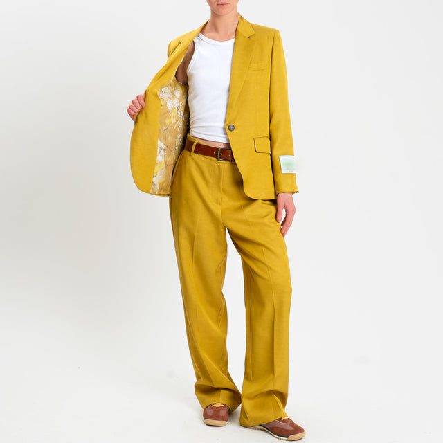 Wu'side-Giacca misto tencel un bottone - Senape