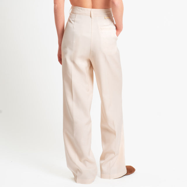 Wu'side-Pantalone misto lino - avorio
